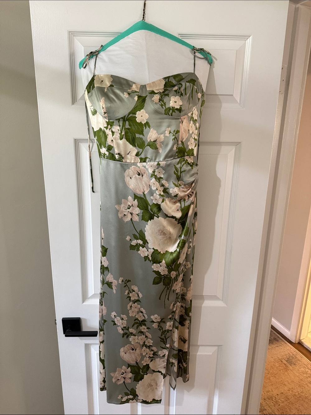 Reformation Marguerite Silk Dress Green - Size 8